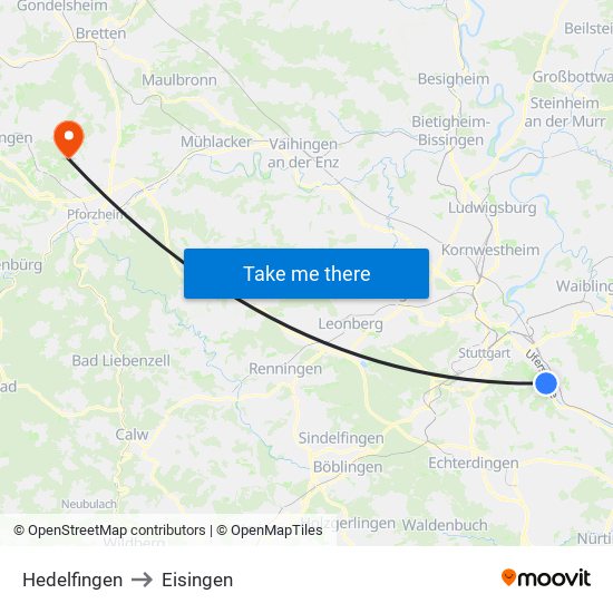 Hedelfingen to Eisingen map