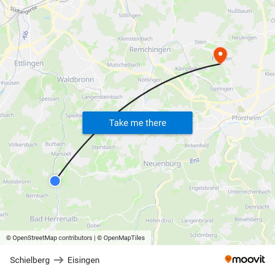 Schielberg to Eisingen map