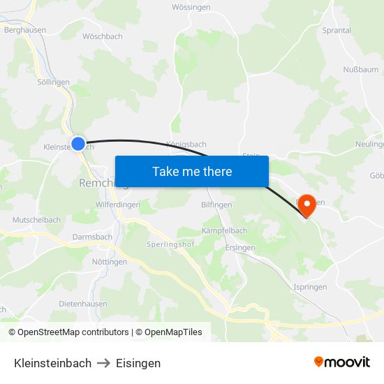 Kleinsteinbach to Eisingen map