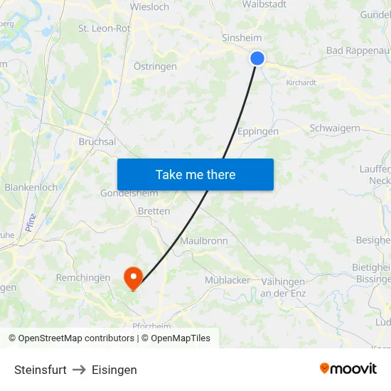 Steinsfurt to Eisingen map