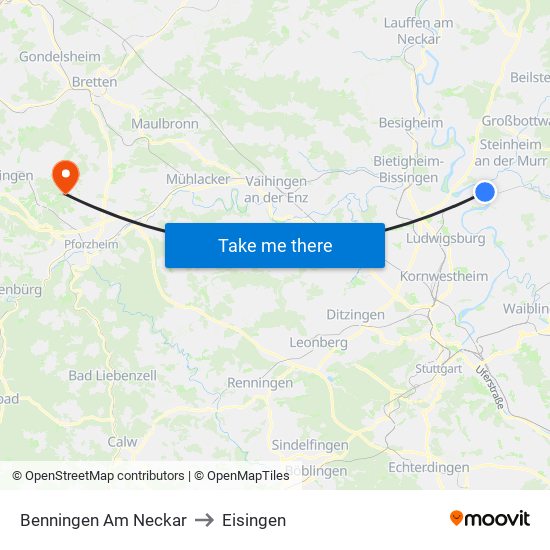 Benningen Am Neckar to Eisingen map