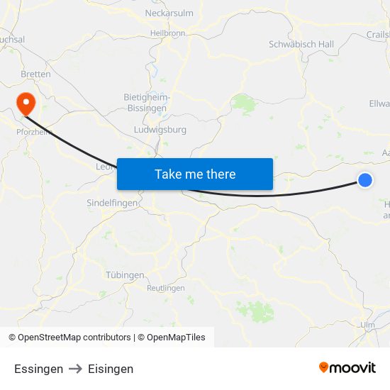 Essingen to Eisingen map
