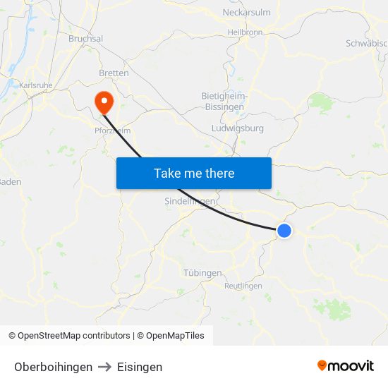 Oberboihingen to Eisingen map