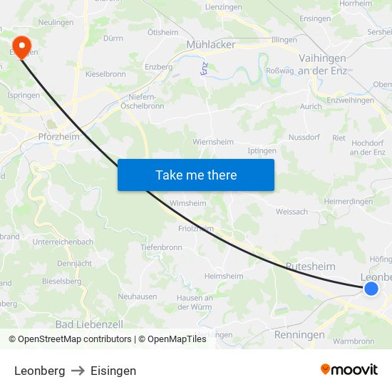 Leonberg to Eisingen map