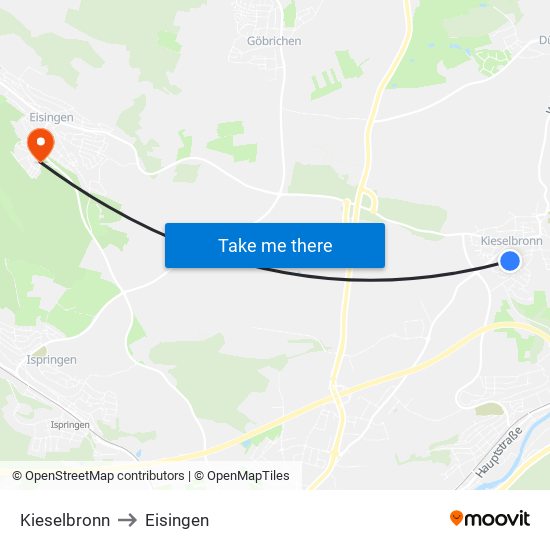 Kieselbronn to Eisingen map