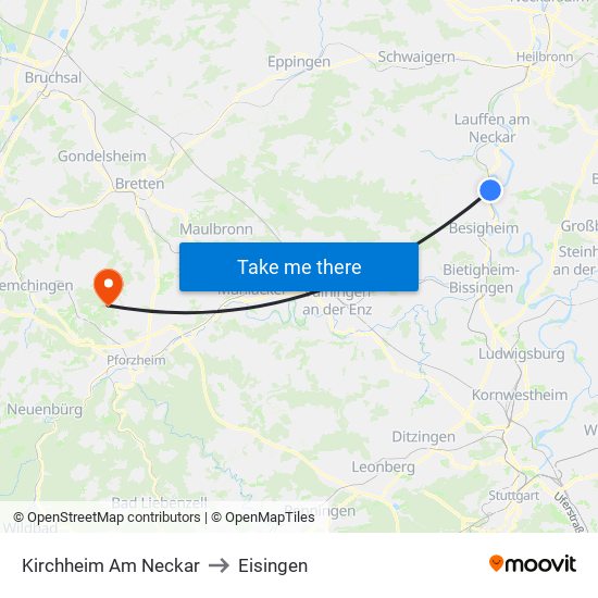 Kirchheim Am Neckar to Eisingen map