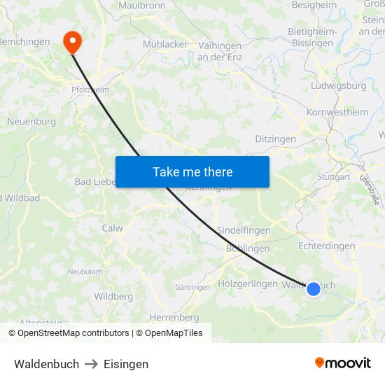 Waldenbuch to Eisingen map
