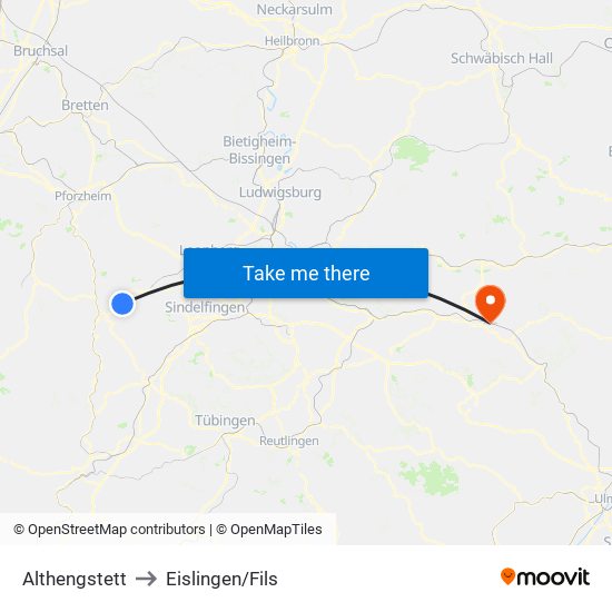 Althengstett to Eislingen/Fils map