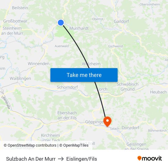 Sulzbach An Der Murr to Eislingen/Fils map