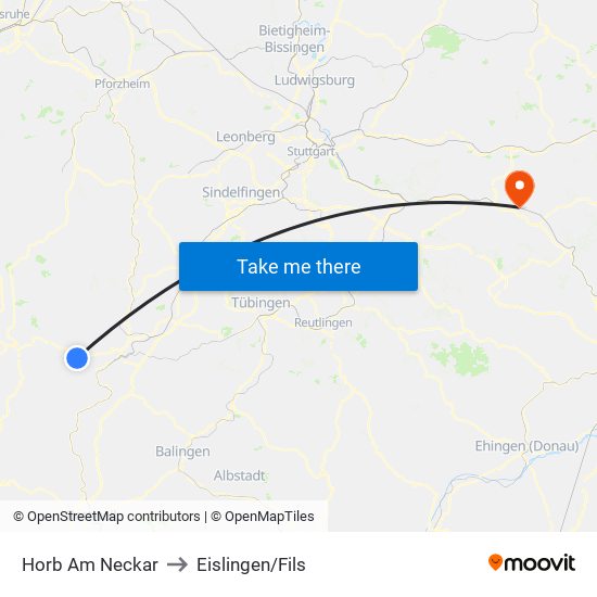 Horb Am Neckar to Eislingen/Fils map