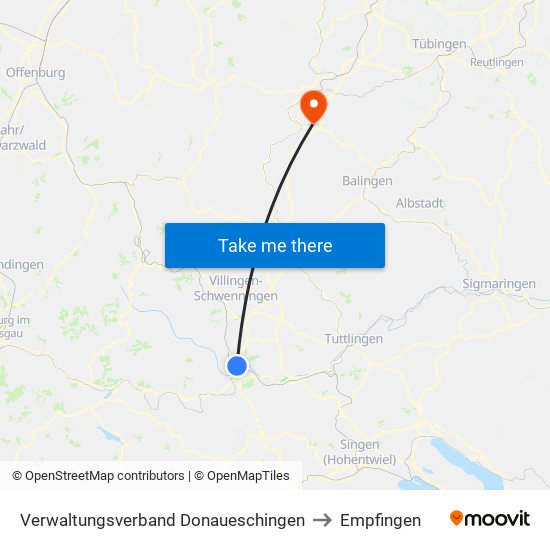 Verwaltungsverband Donaueschingen to Empfingen map