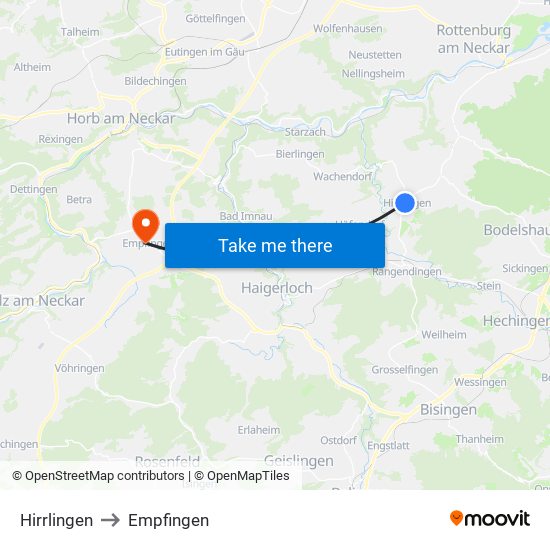 Hirrlingen to Empfingen map