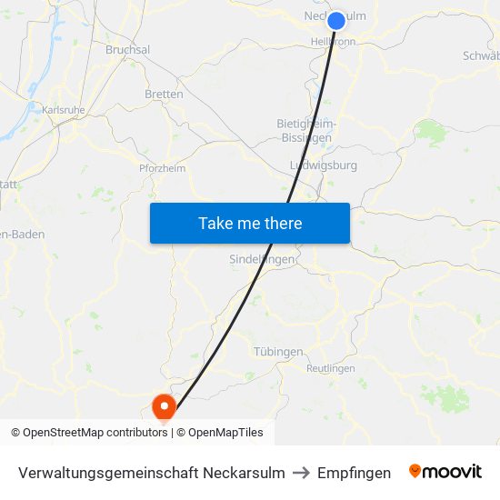 Verwaltungsgemeinschaft Neckarsulm to Empfingen map