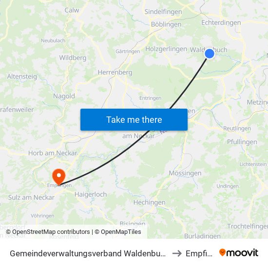 Gemeindeverwaltungsverband Waldenbuch/Steinenbronn to Empfingen map