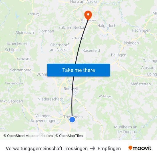 Verwaltungsgemeinschaft Trossingen to Empfingen map