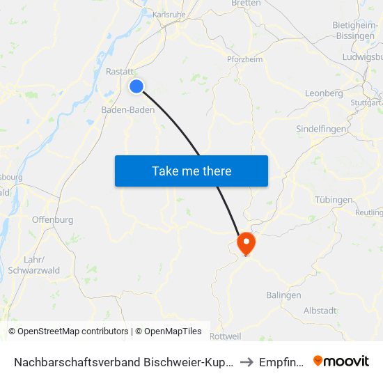 Nachbarschaftsverband Bischweier-Kuppenheim to Empfingen map