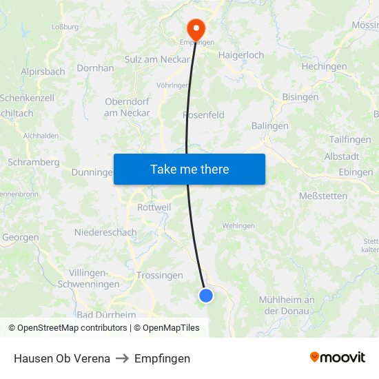 Hausen Ob Verena to Empfingen map