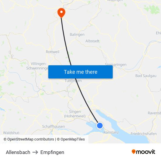 Allensbach to Empfingen map