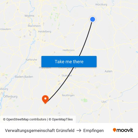 Verwaltungsgemeinschaft Grünsfeld to Empfingen map