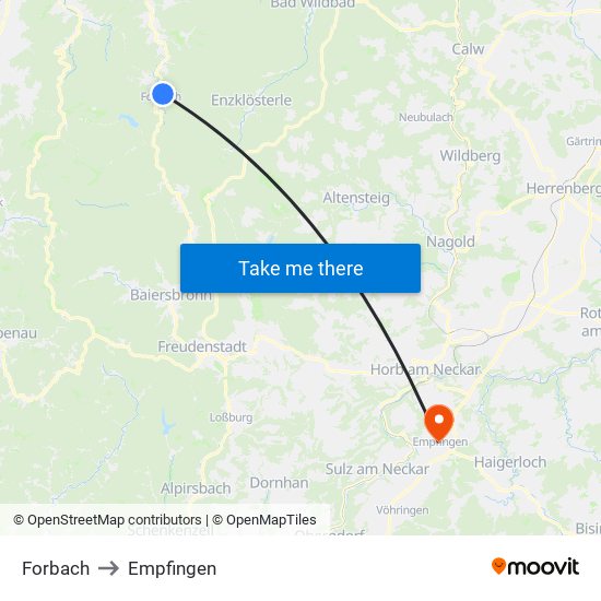 Forbach to Empfingen map