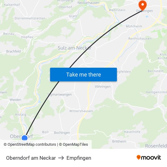 Oberndorf am Neckar to Empfingen map