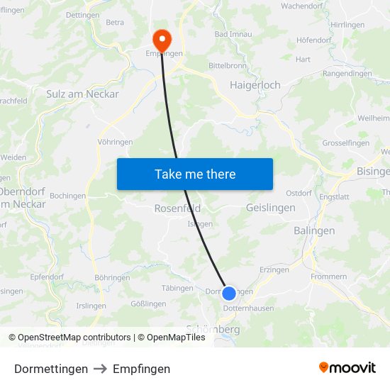 Dormettingen to Empfingen map