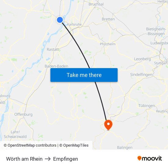 Wörth am Rhein to Empfingen map