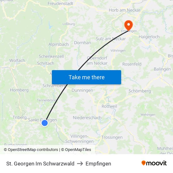 St. Georgen Im Schwarzwald to Empfingen map