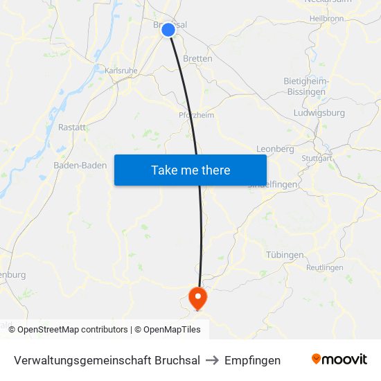 Verwaltungsgemeinschaft Bruchsal to Empfingen map