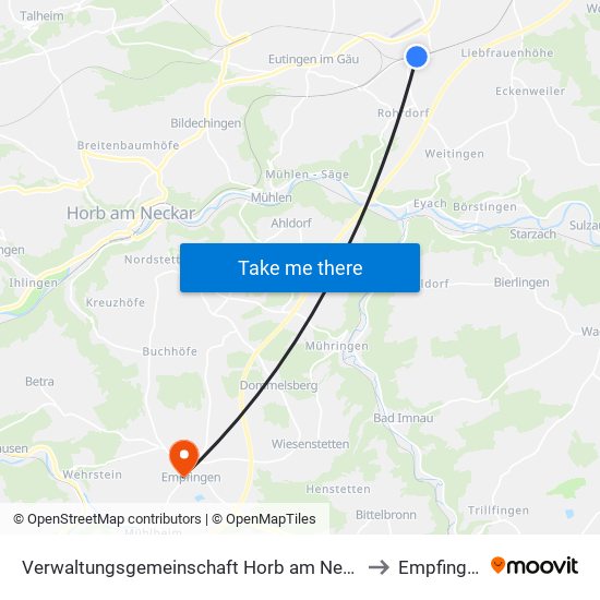 Verwaltungsgemeinschaft Horb am Neckar to Empfingen map