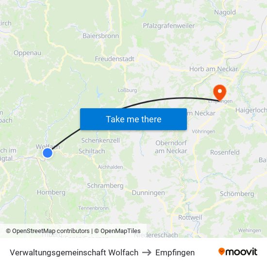 Verwaltungsgemeinschaft Wolfach to Empfingen map