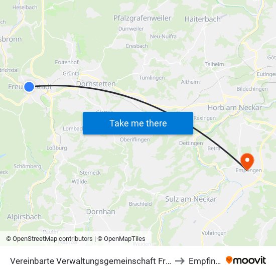 Vereinbarte Verwaltungsgemeinschaft Freudenstadt to Empfingen map