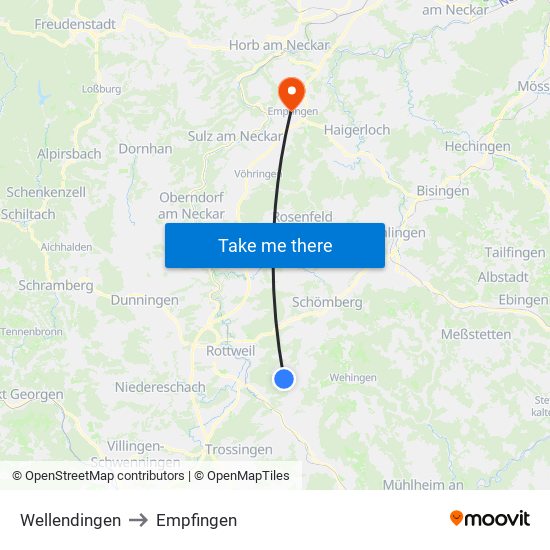 Wellendingen to Empfingen map