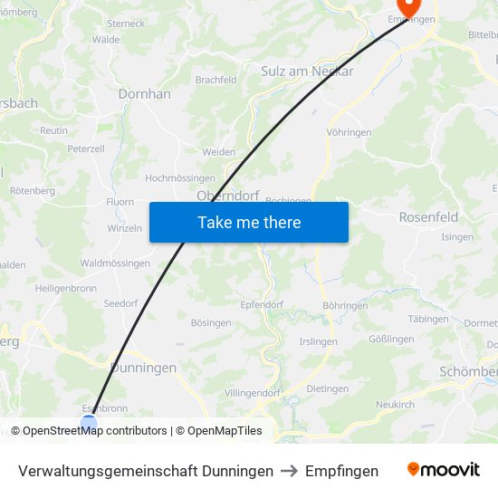 Verwaltungsgemeinschaft Dunningen to Empfingen map