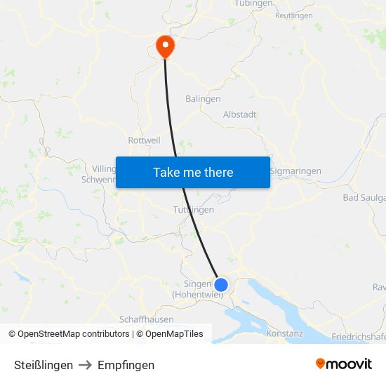 Steißlingen to Empfingen map
