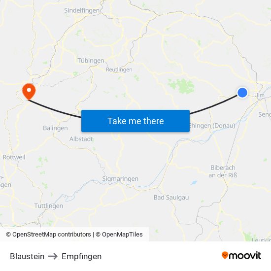 Blaustein to Empfingen map