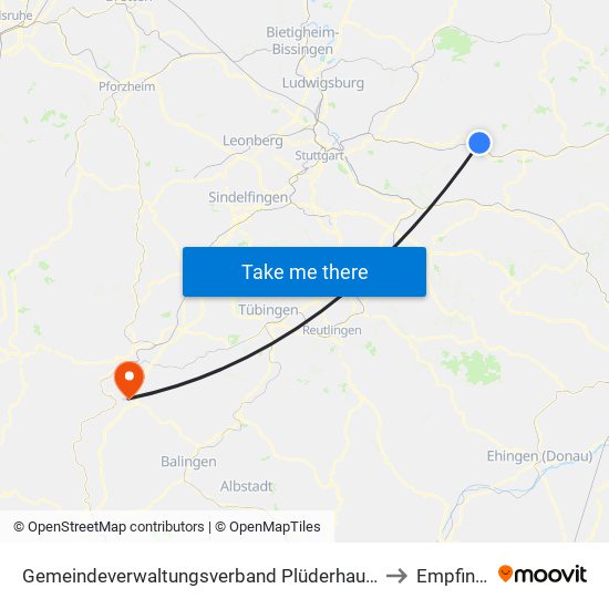 Gemeindeverwaltungsverband Plüderhausen-Urbach to Empfingen map