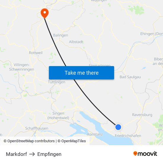 Markdorf to Empfingen map