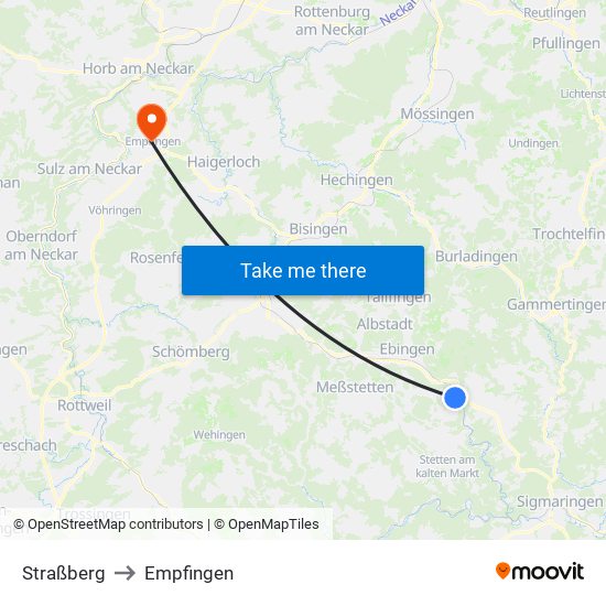 Straßberg to Empfingen map