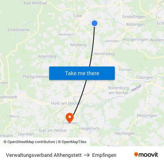 Verwaltungsverband Althengstett to Empfingen map