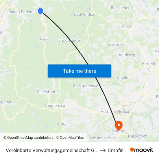 Vereinbarte Verwaltungsgemeinschaft Gernsbach to Empfingen map
