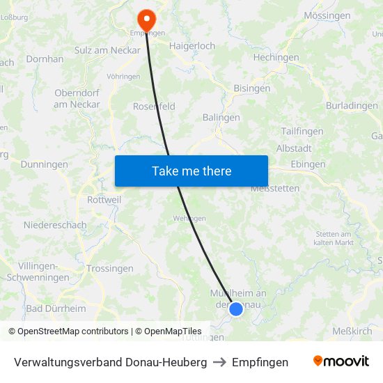 Verwaltungsverband Donau-Heuberg to Empfingen map