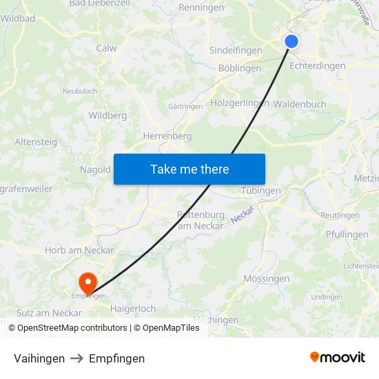 Vaihingen to Empfingen map