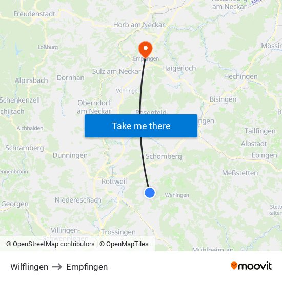 Wilflingen to Empfingen map