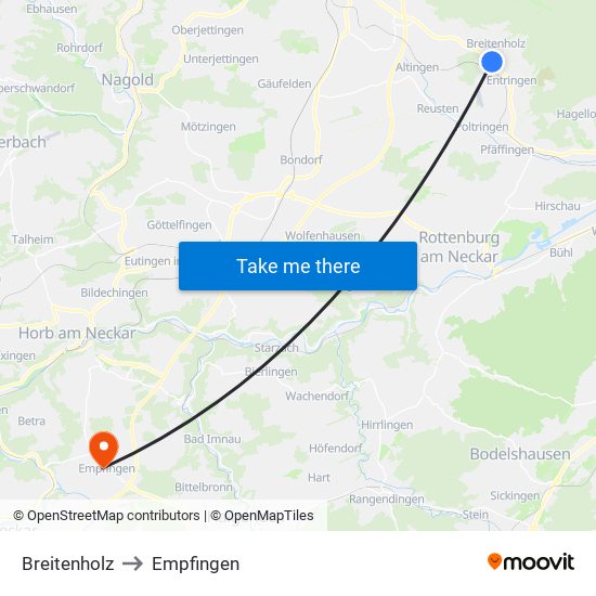 Breitenholz to Empfingen map