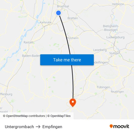 Untergrombach to Empfingen map