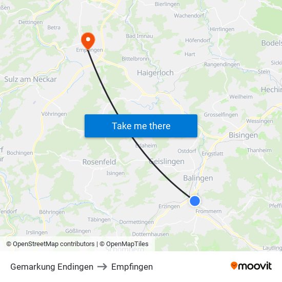 Gemarkung Endingen to Empfingen map