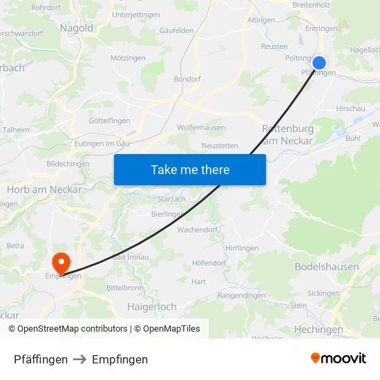 Pfäffingen to Empfingen map