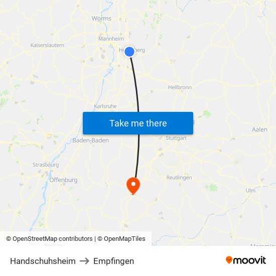 Handschuhsheim to Empfingen map