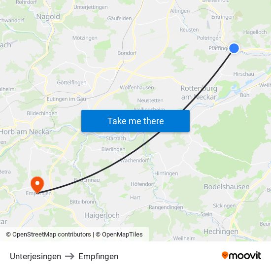 Unterjesingen to Empfingen map